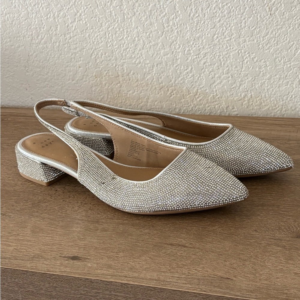 Target Silver Heels with Pointed Toe and Low Block Heel